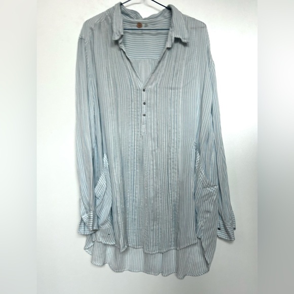 Free People FP ONE Waverley Stripe Tunic stripe blue white size medium - Picture 3 of 14